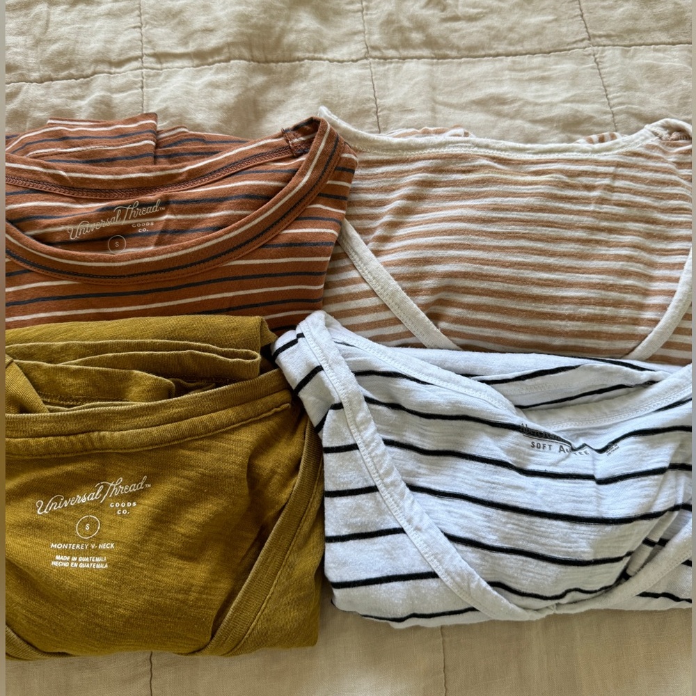 4 Tshirts - 3 Vneck & 1 crew neck - Small